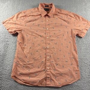 Rye Shirt Mens Large Orange Pineapple Pattern Short Sleeve Button Down Summer
